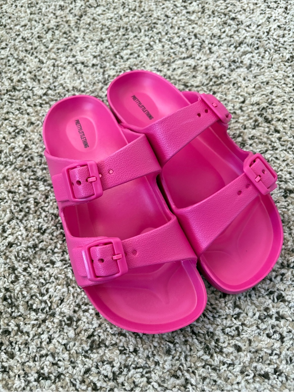 PrettyLittleThing Bright Pink Slide Sandals